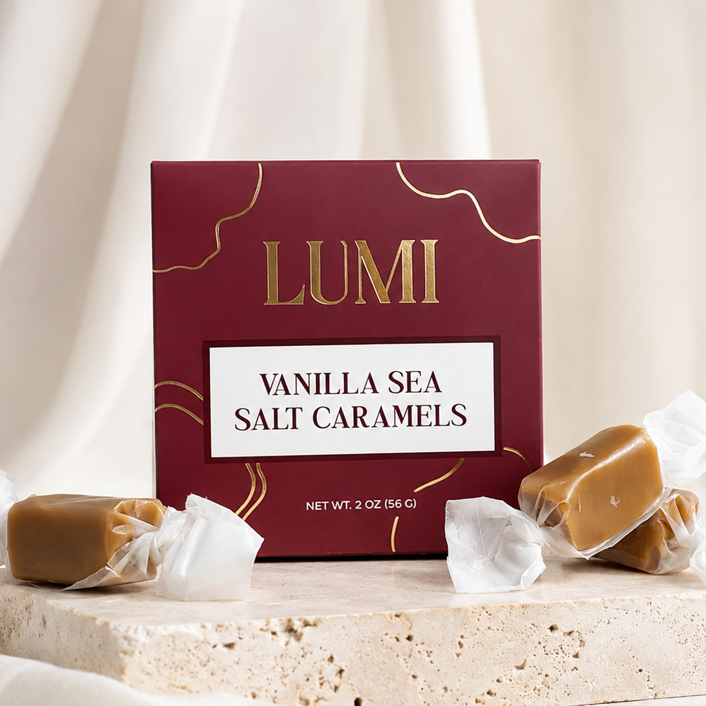Vanilla Sea Salt Caramels – Burgundy Box, 2 oz