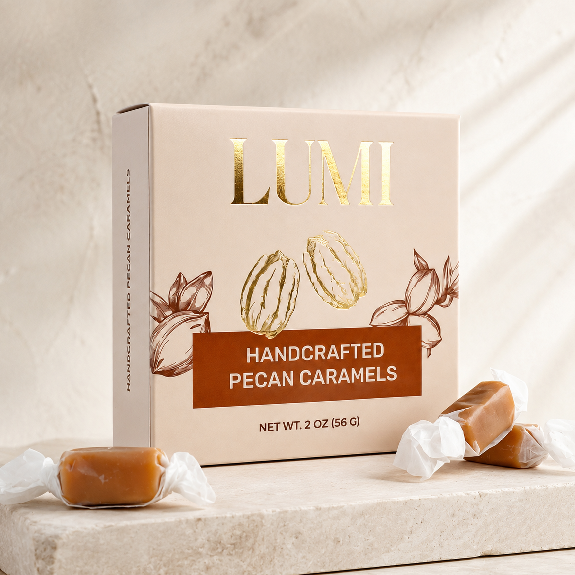 Handcrafted Pecan Caramels, 2 oz