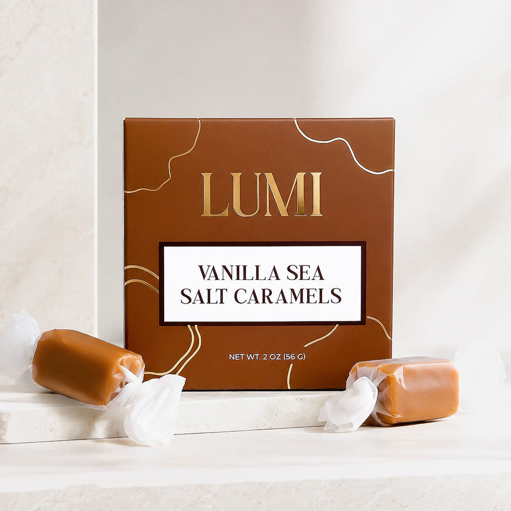 Vanilla Sea Salt Caramels – Caramel Brown Box, 2 oz