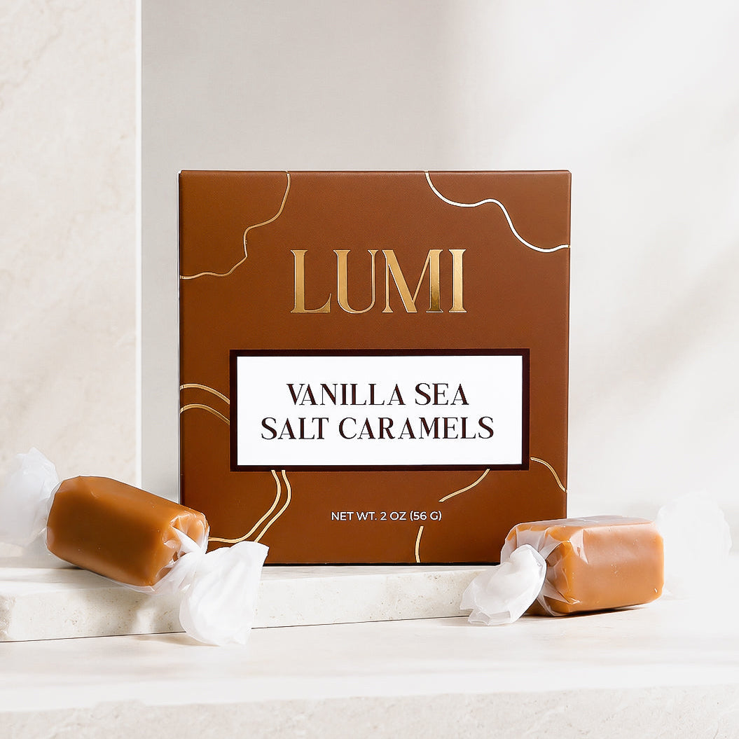 Vanilla Sea Salt Caramels – Caramel Brown Box, 2 oz
