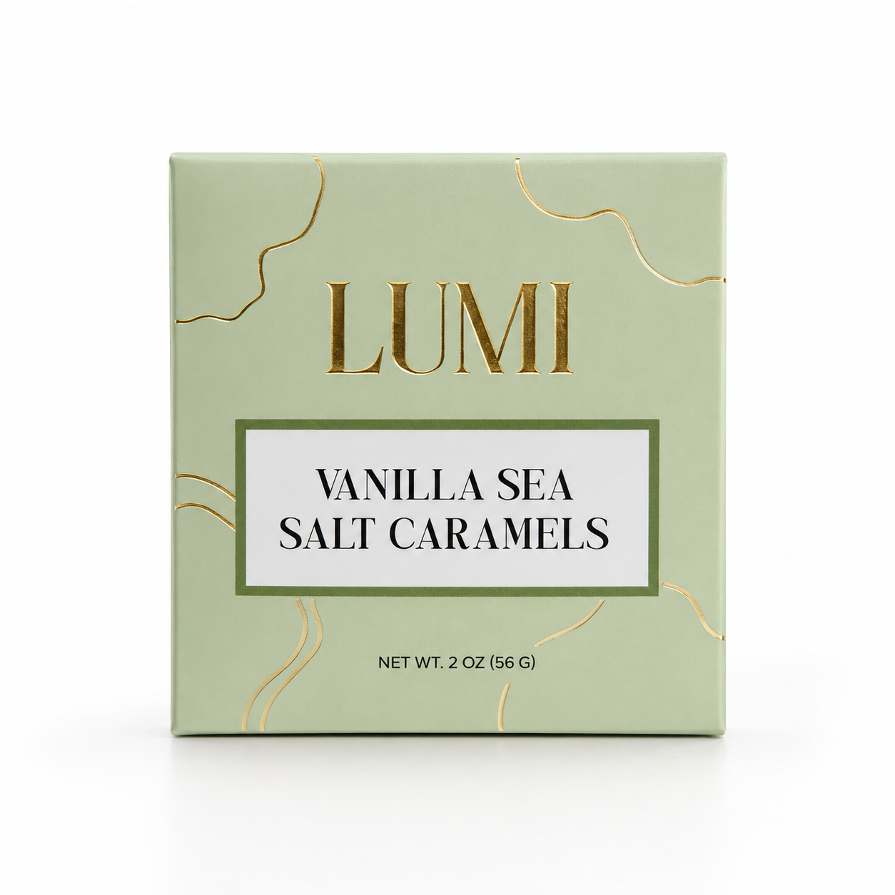 Vanilla Sea Salt Caramels – Sage Green Box, 2 oz