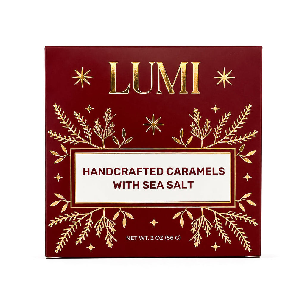 Holiday Handcrafted Caramels with Sea Salt – Red Box, 2 oz
